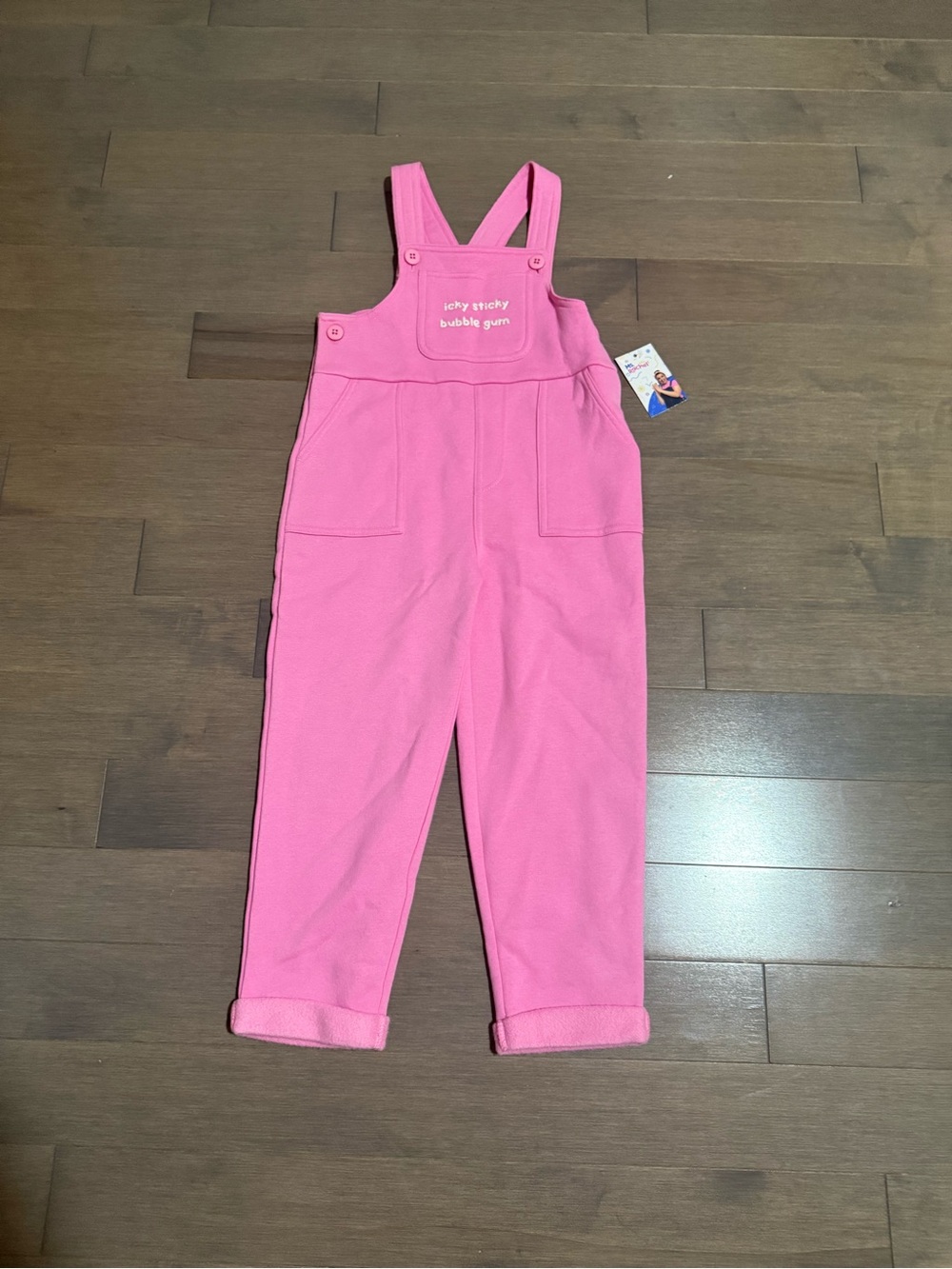 Ms. Rachel kids Overalls icky sticky bubblegum